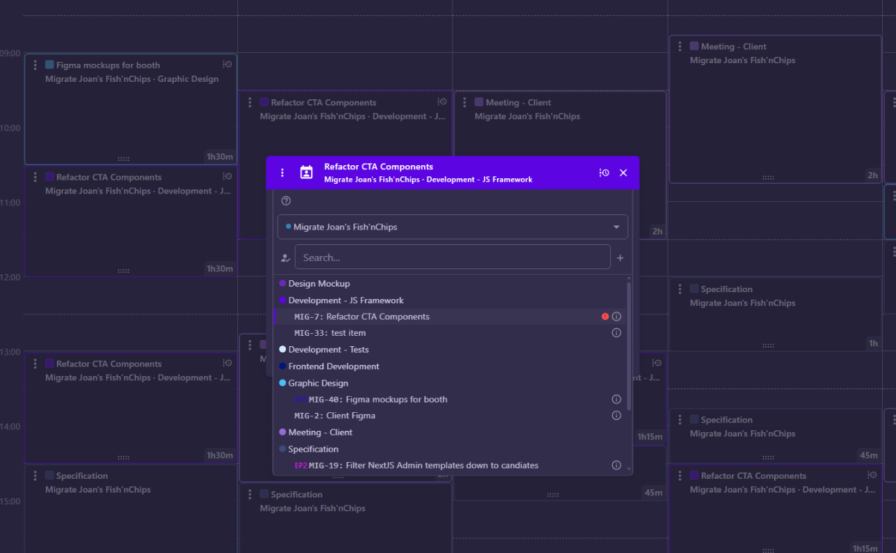 AbleTime time tracking interface